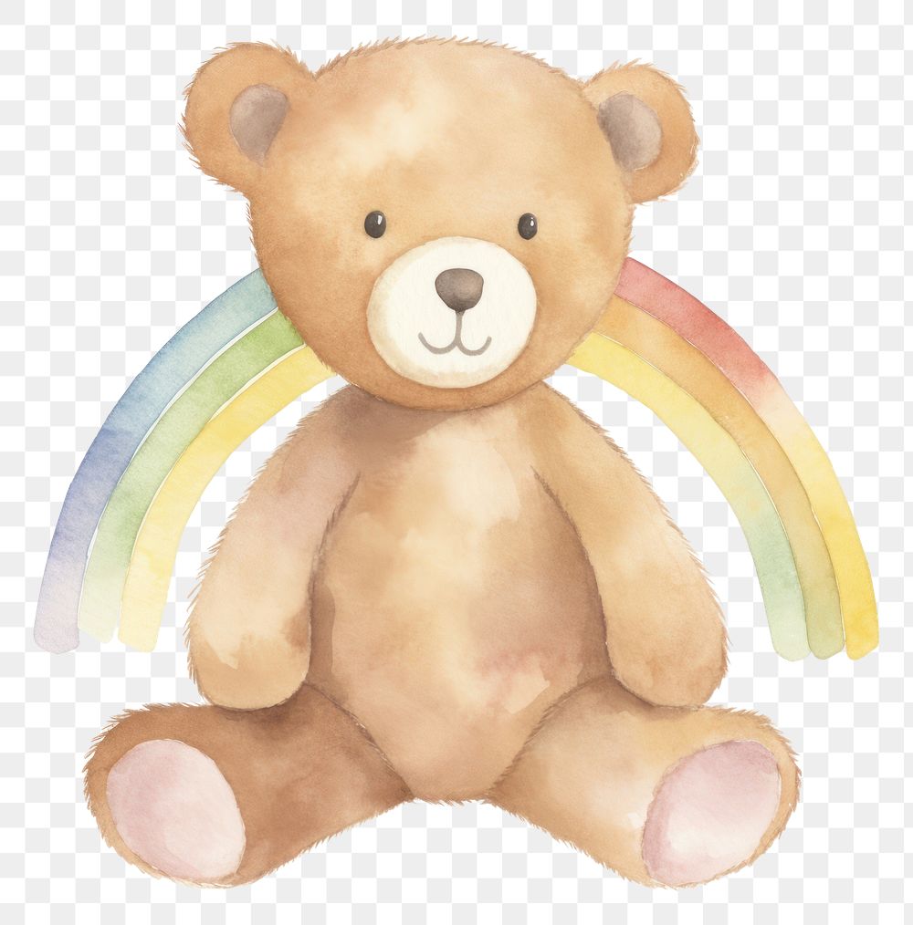 PNG  Teddy bear rainbow plush toy.