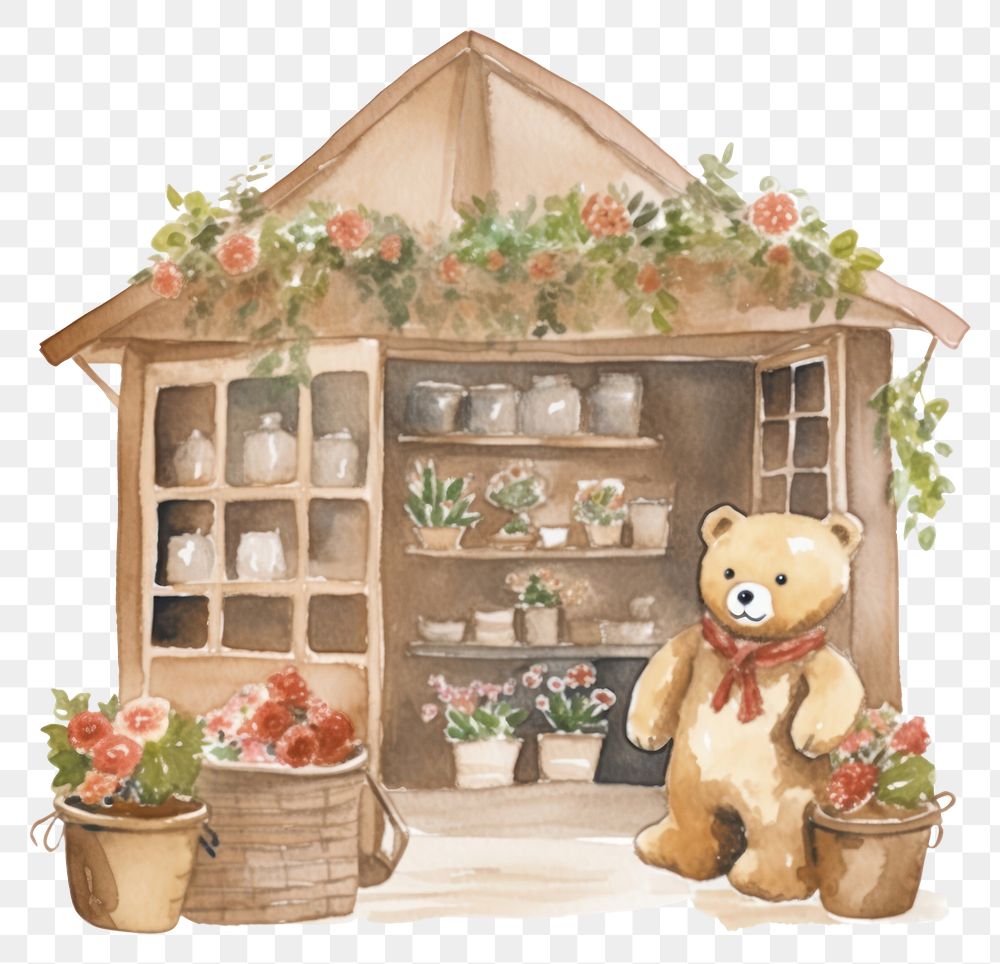 PNG  Teddy bear flower plant toy.