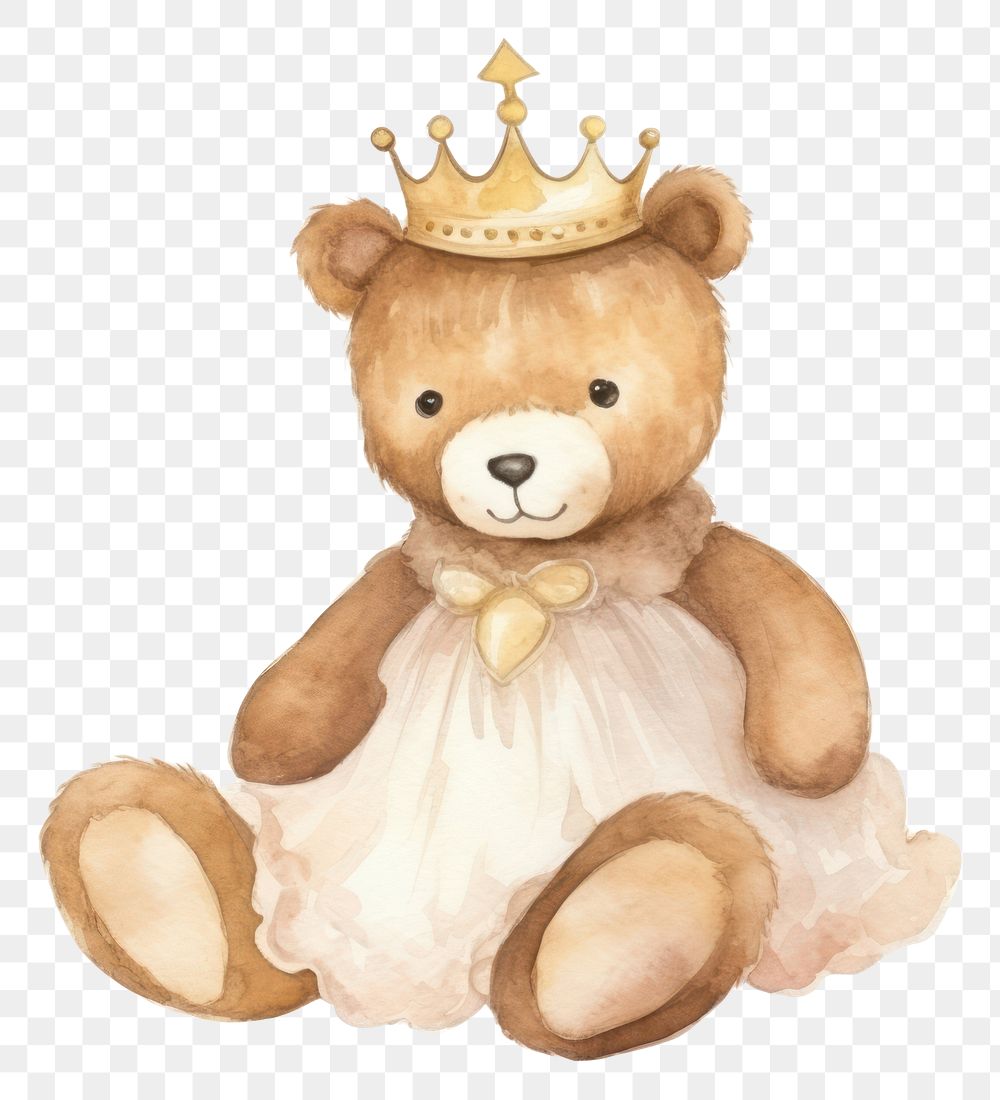 PNG  Teddy bear crown cute toy.