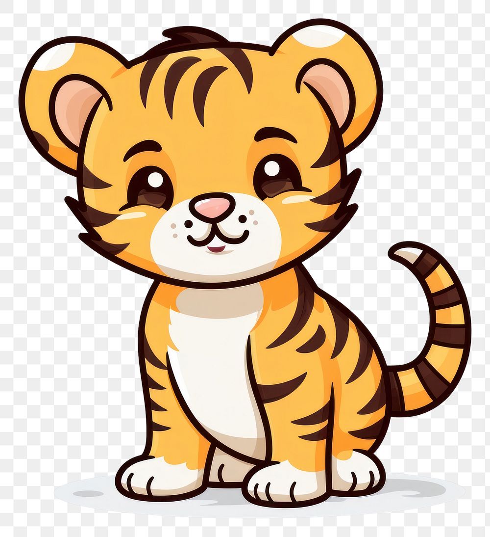 PNG Cute tiger cartoon animal mammal.