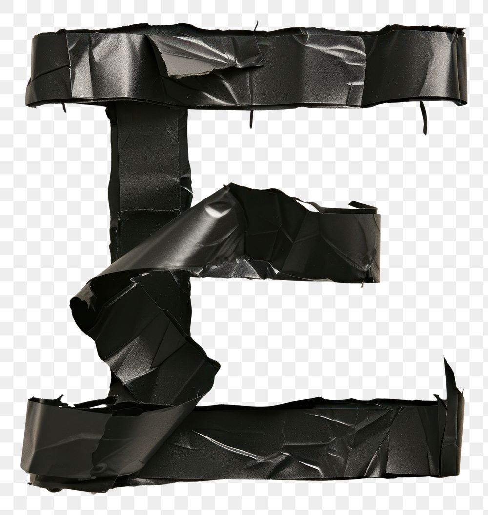 PNG Tape letters E black paper white background.