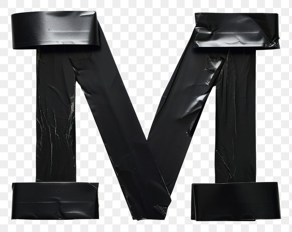 PNG Tape letters M number black text.