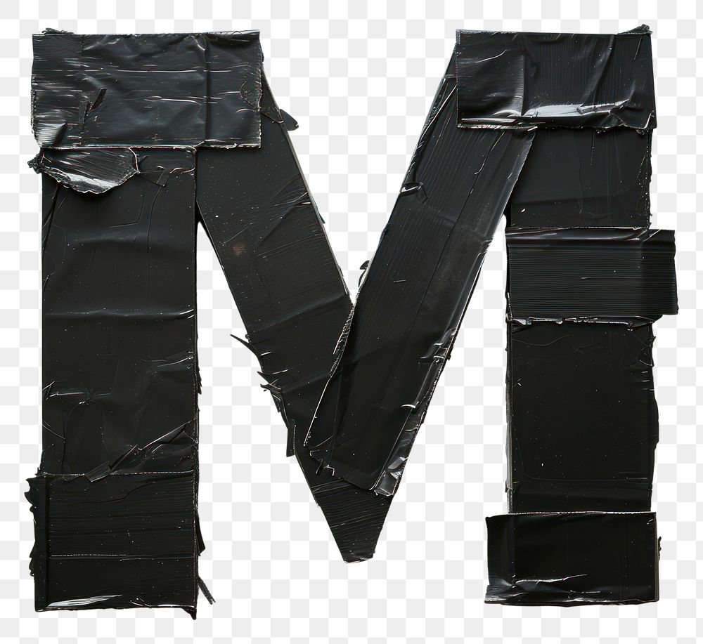 PNG Tape letters M black art white background.