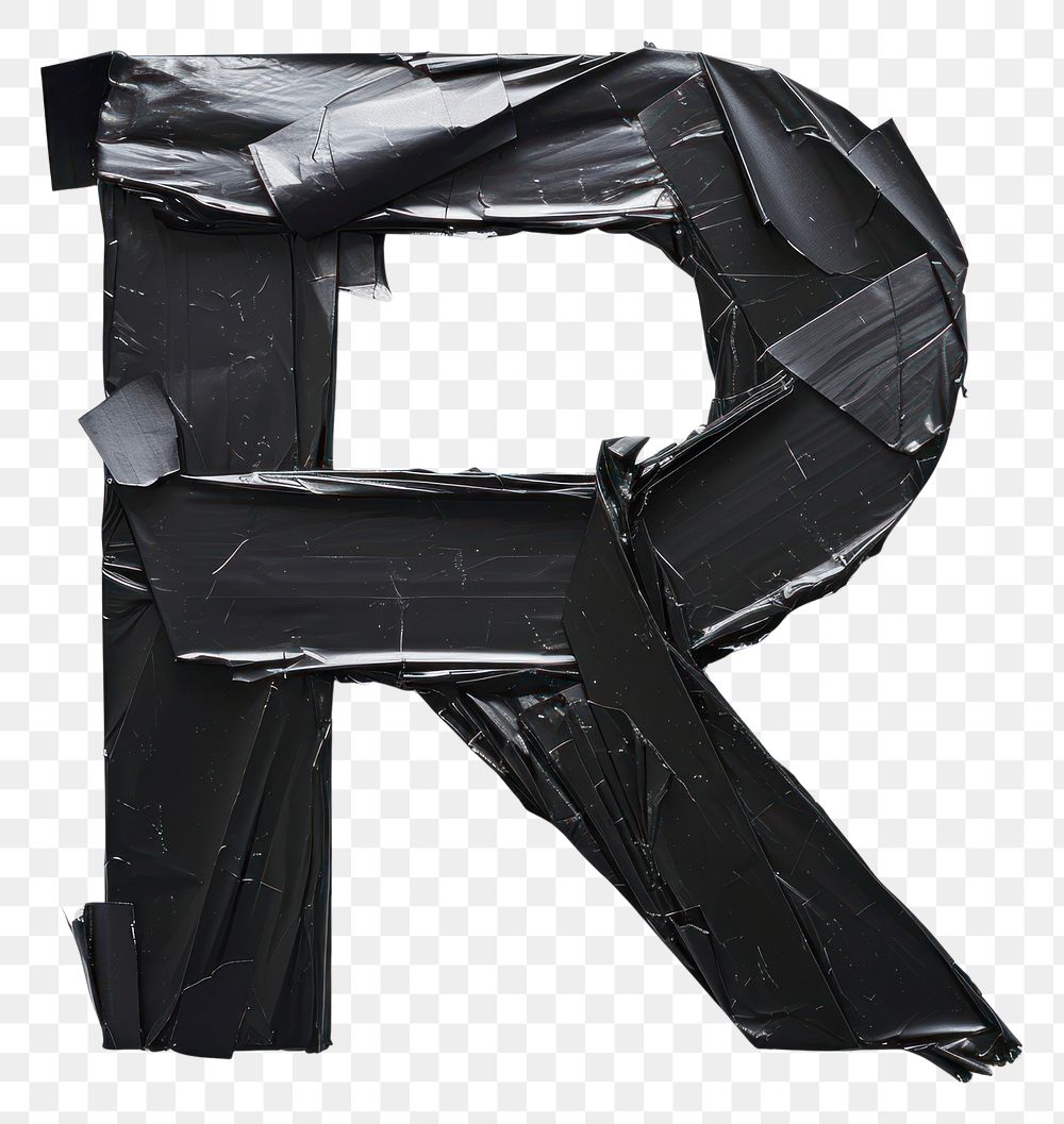 PNG Tape letters R black text art.