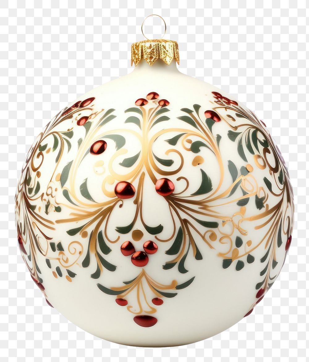 PNG Christmas ornaments ball christmas porcelain pattern.