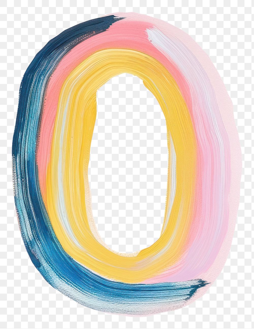 PNG Cute number letter 0 painting text art.