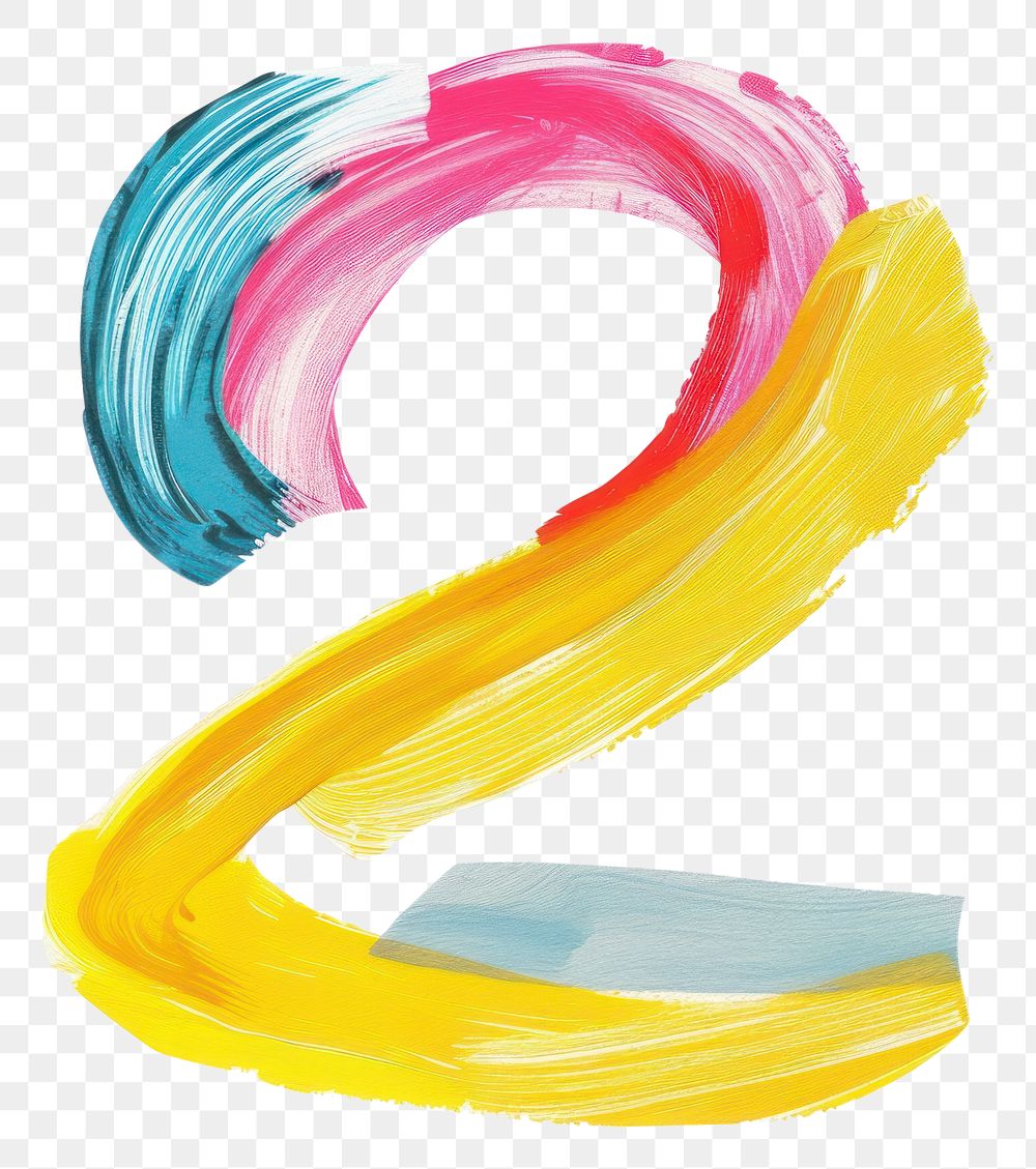 PNG Cute number letter 2 abstract painting art.