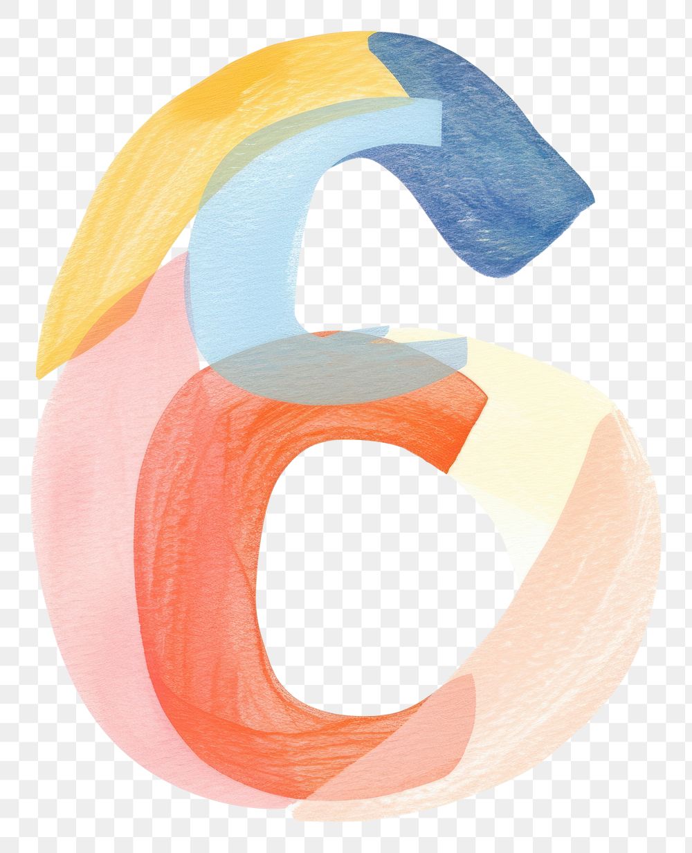 PNG Cute number letter 6 logo text art.