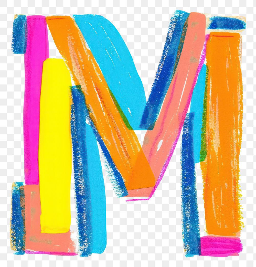 PNG Cute letter M art alphabet brush.