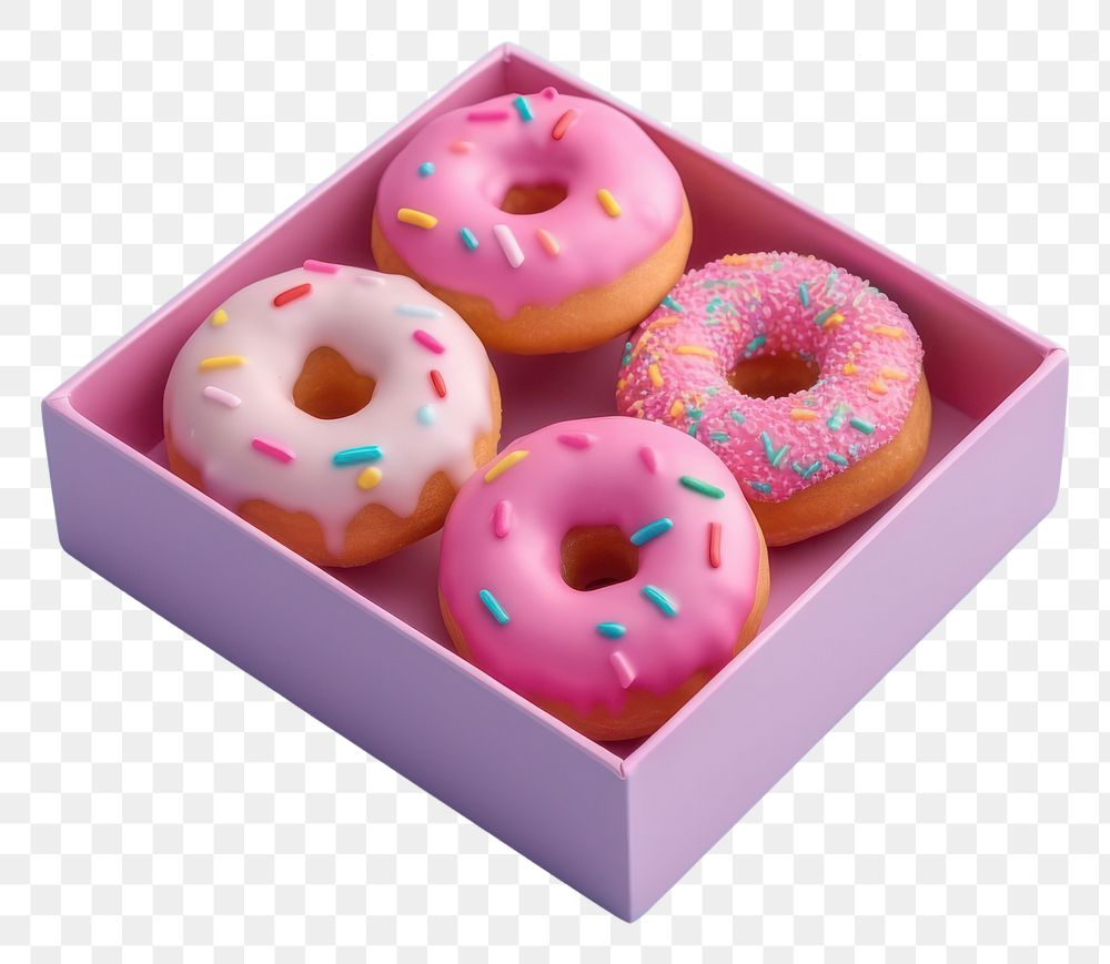 PNG Donuts in box food confectionery sprinkles.