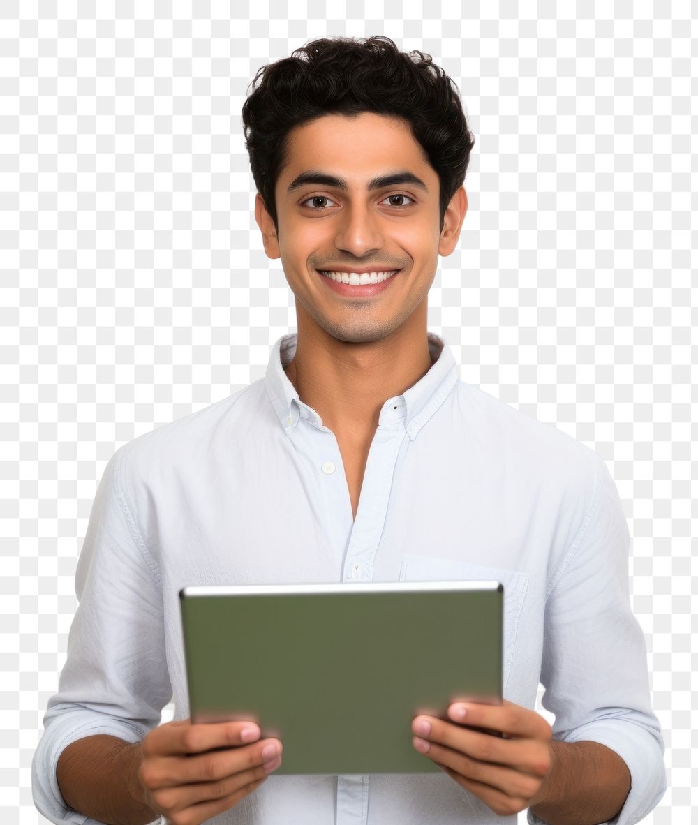 PNG Man in university portrait computer holding.