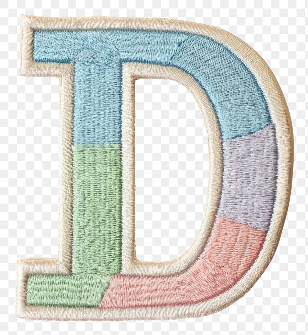 PNG Patch letter D text white background textile.