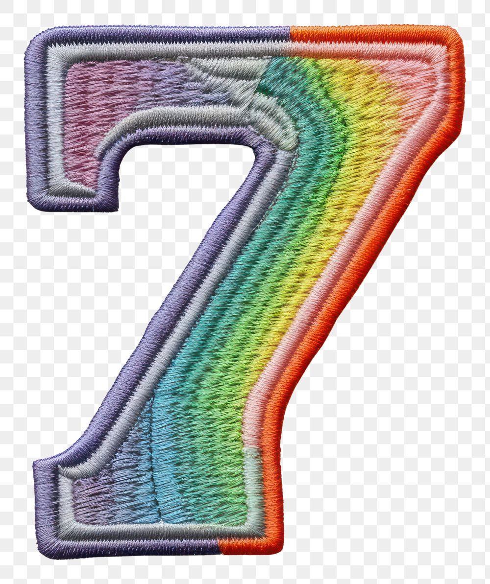 PNG Patch letter number 7 symbol text white background.