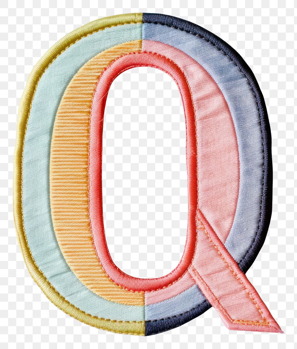 PNG Patch letter Q white background textile pattern.