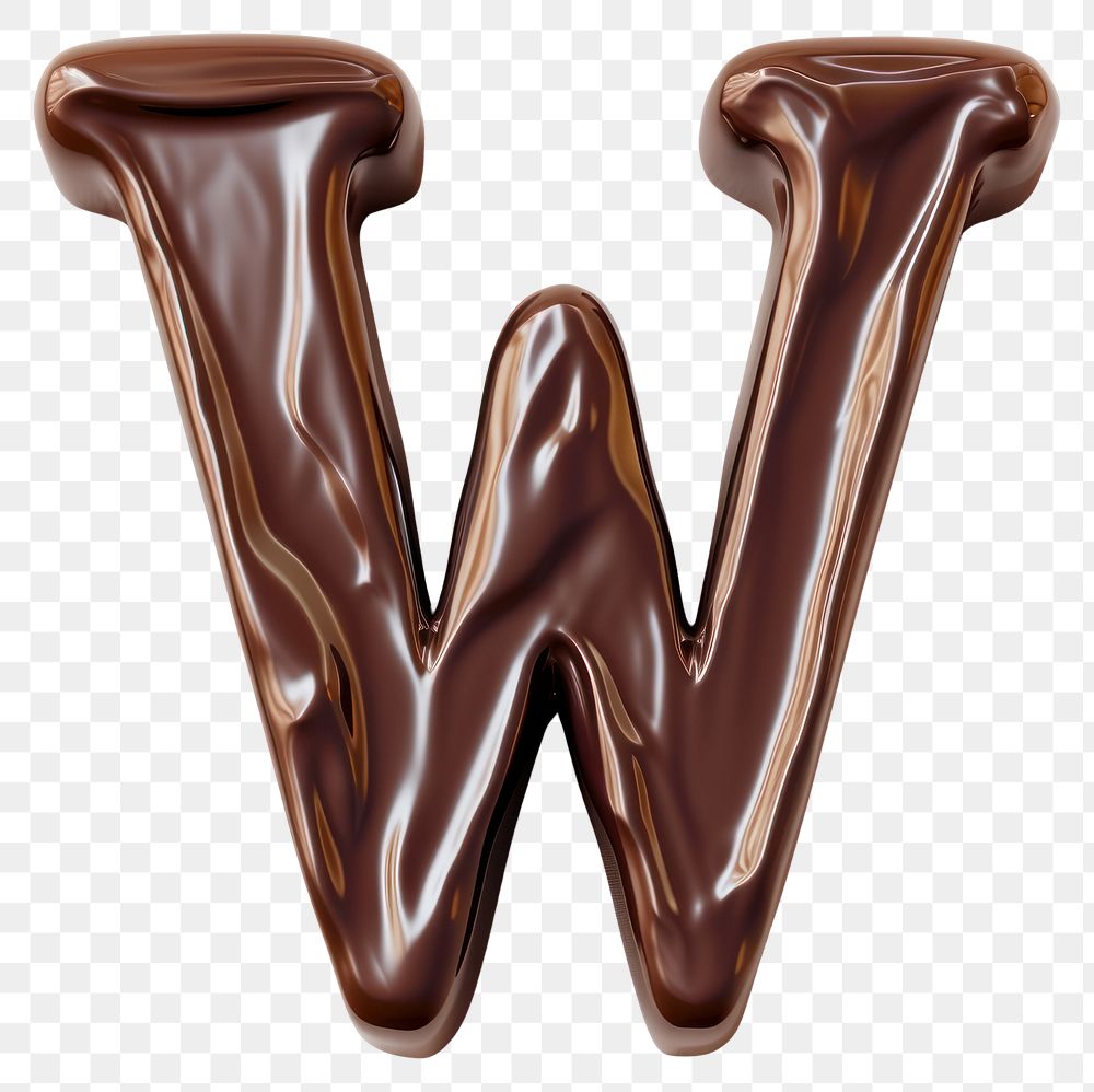 PNG Letter W chocolate dessert brown.