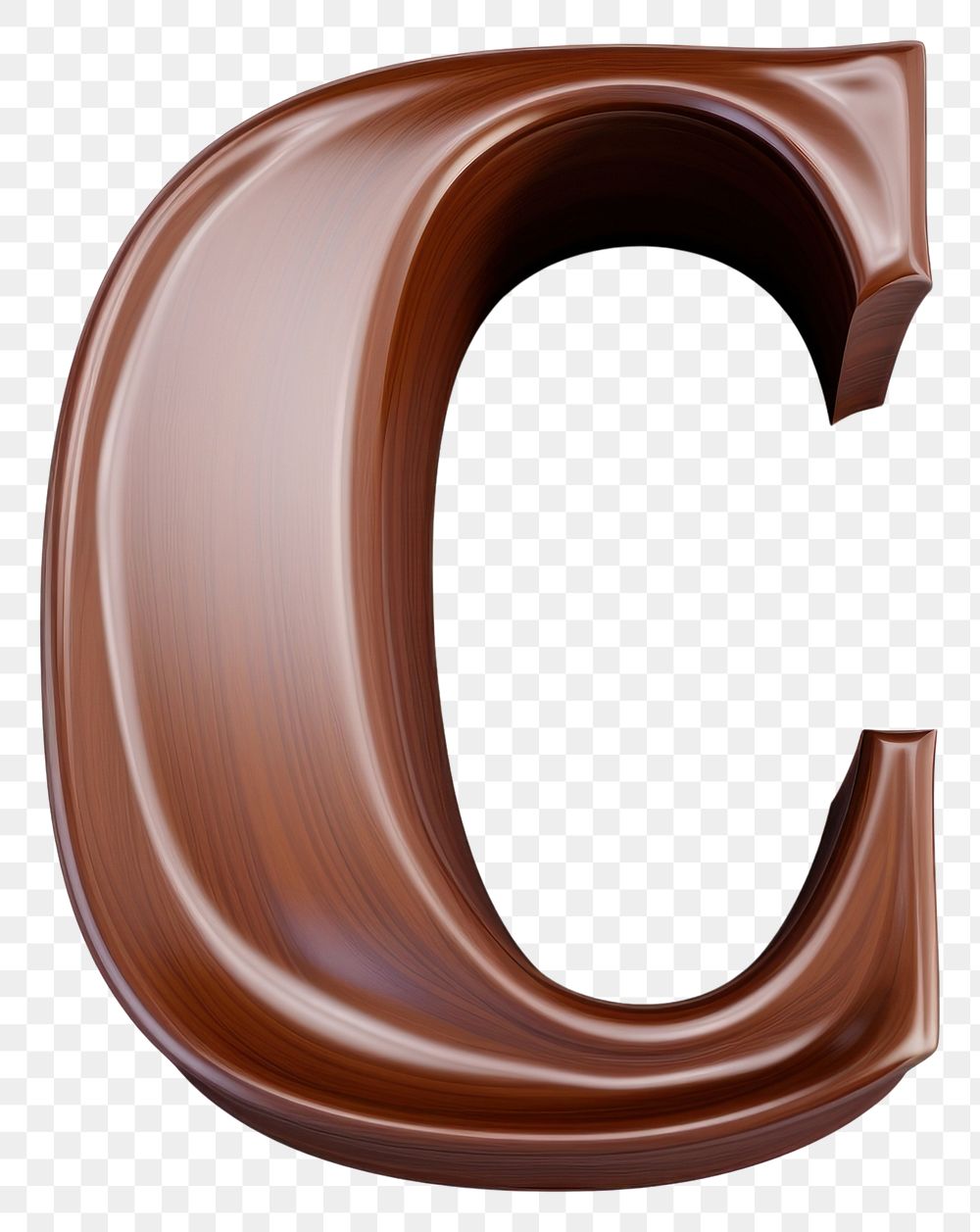 PNG Alphabet letter C chocolate brown font.