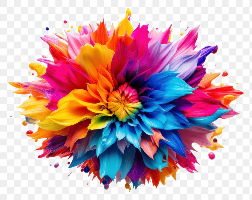 PNG Colorful flower dahlia art white background.