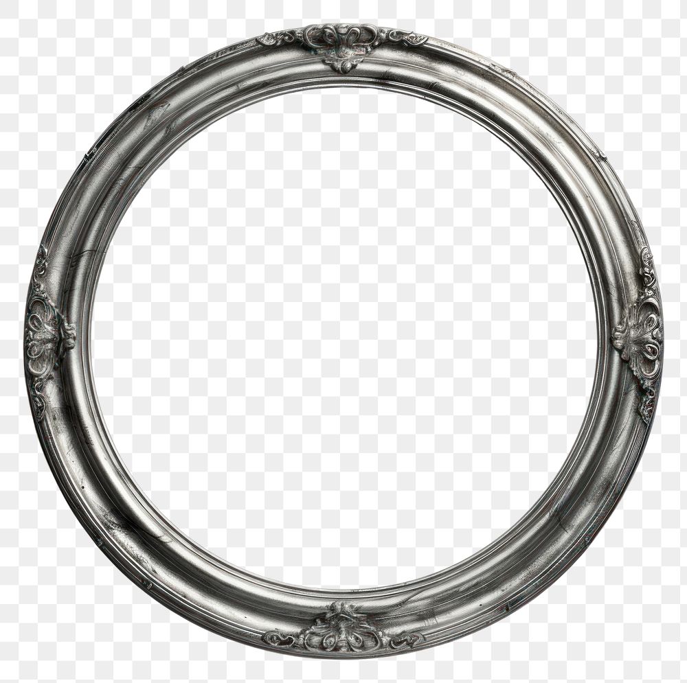 PNG Aluminum circle frame vintage jewelry mirror photo.