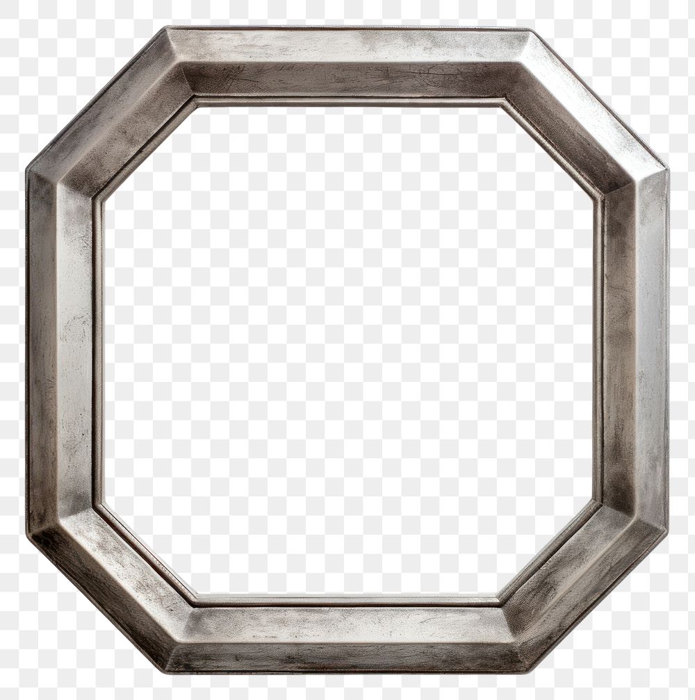 PNG Silver hexagon frame vintage white background architecture rectangle.