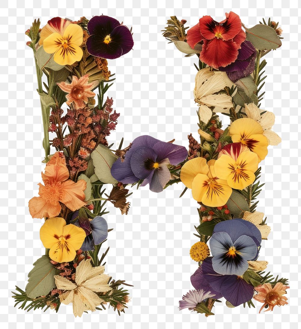 PNG Alphabet H font flower plant art.