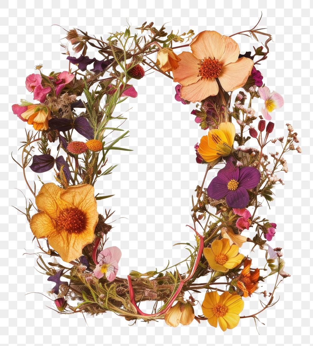 PNG Alphabet O font flower wreath plant.