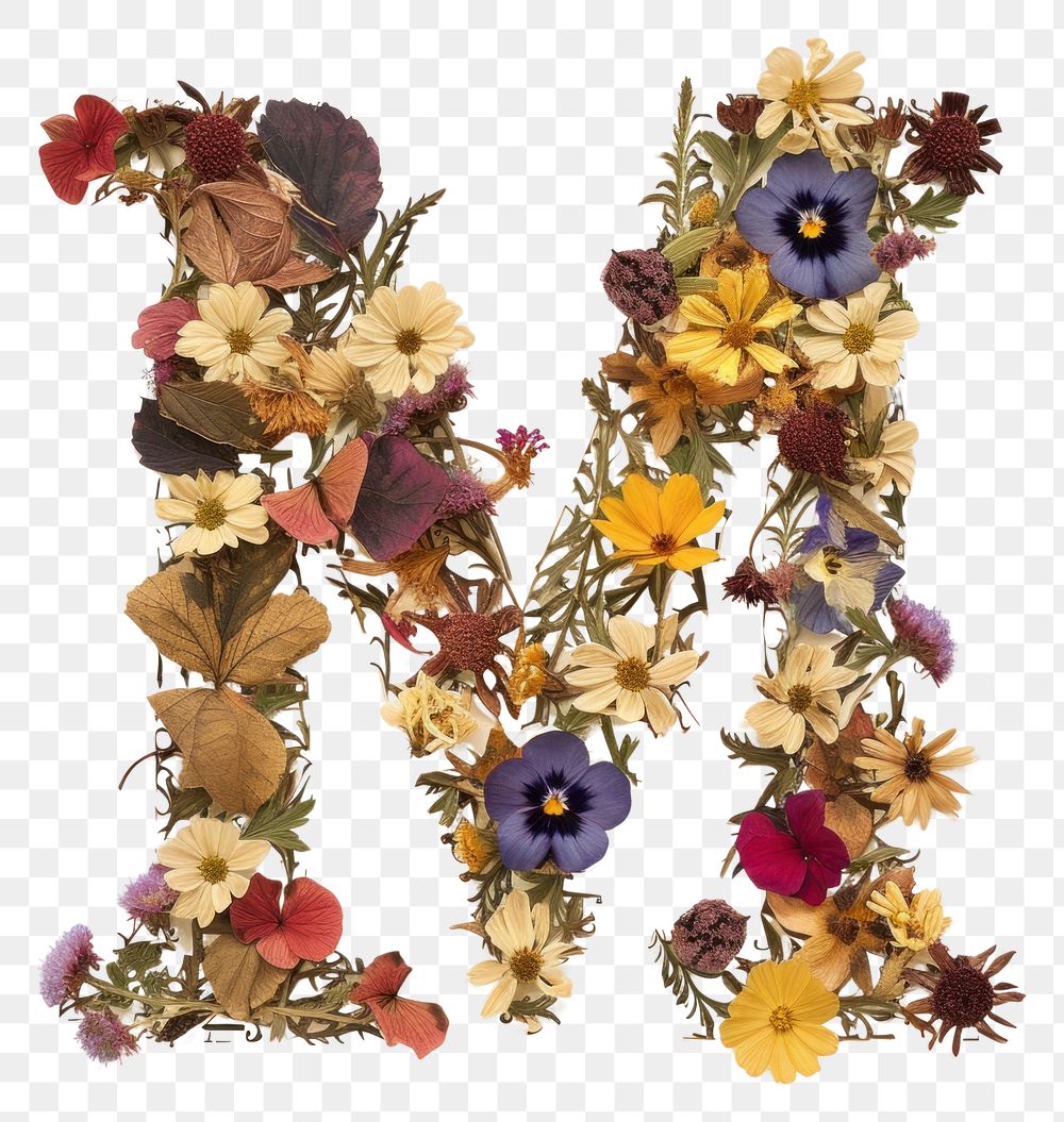 PNG Alphabet M font flower art plant.