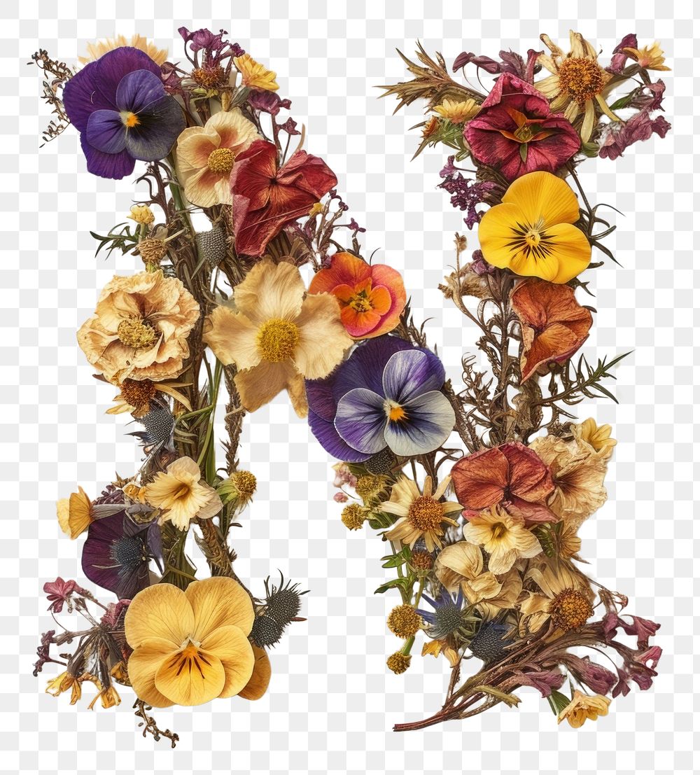 PNG Alphabet N font flower art plant.