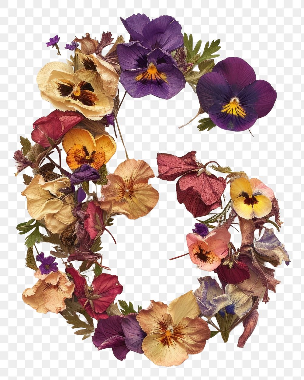 PNG Alphabet Number 6 font flower wreath petal.