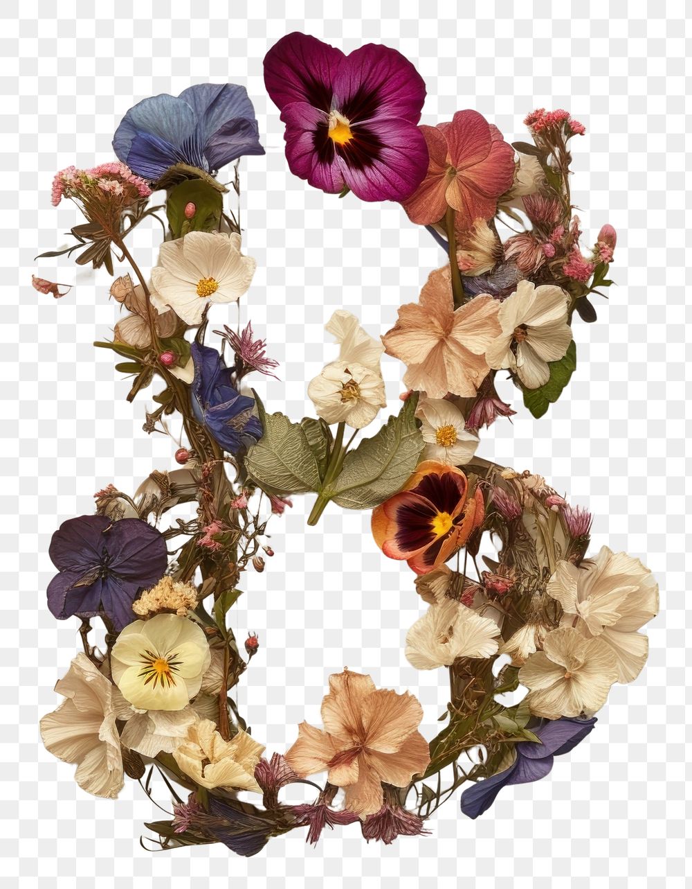 PNG Alphabet Number 8 font flower wreath plant.