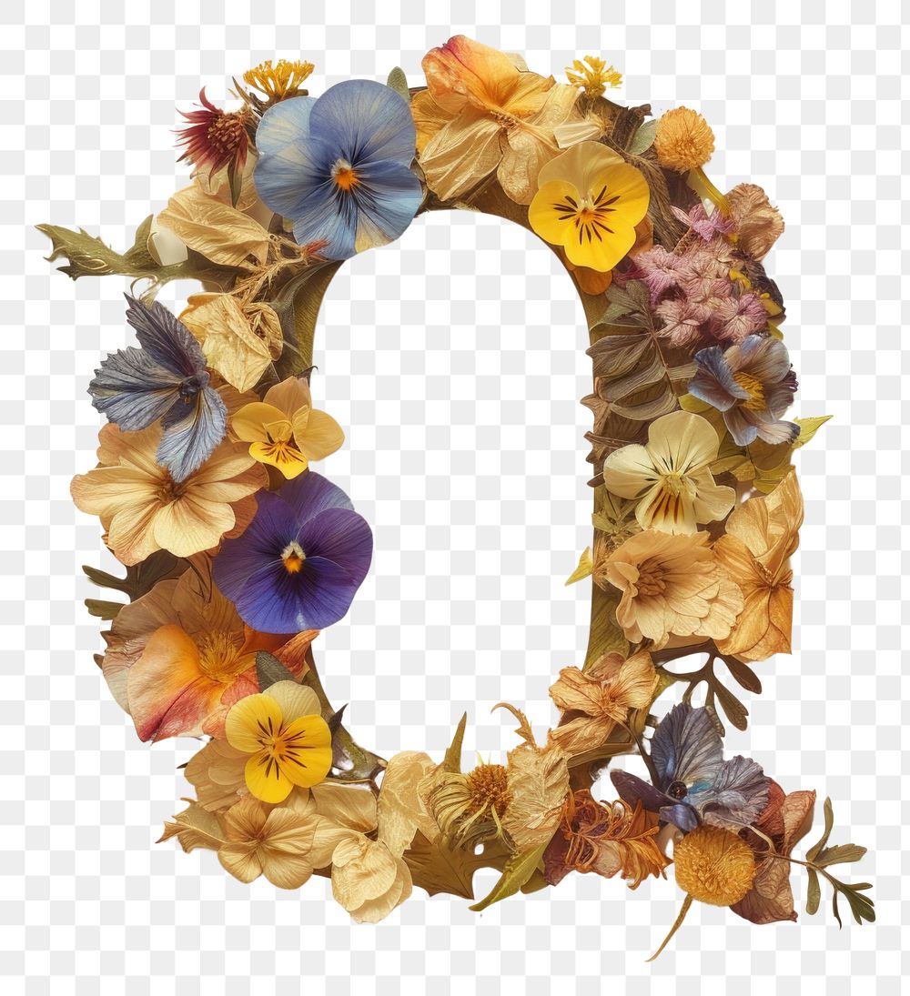 PNG Alphabet Q font flower wreath plant.