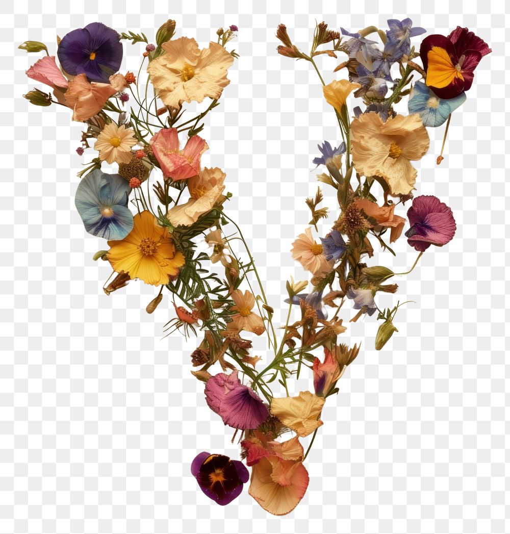 PNG Alphabet V font flower art plant.
