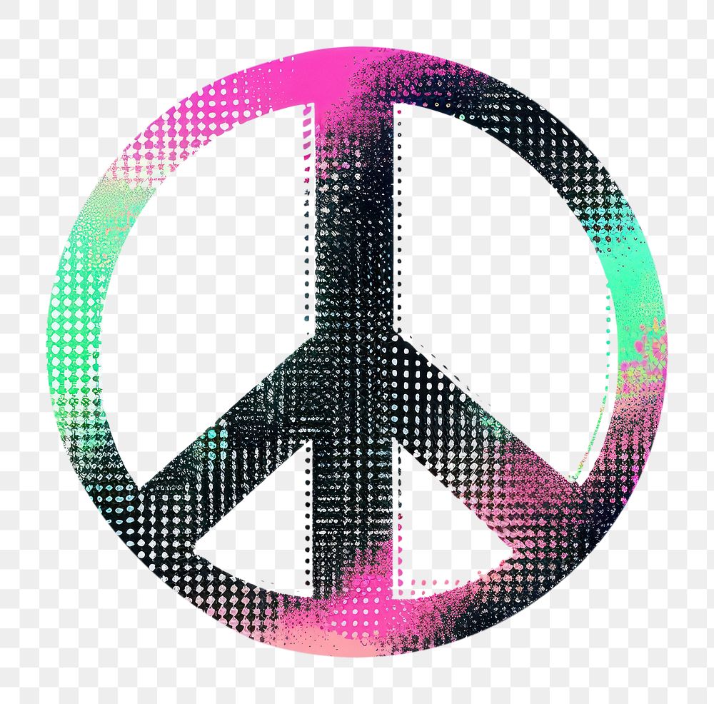 PNG Gradient blurry Peace Sign symbol shape font.