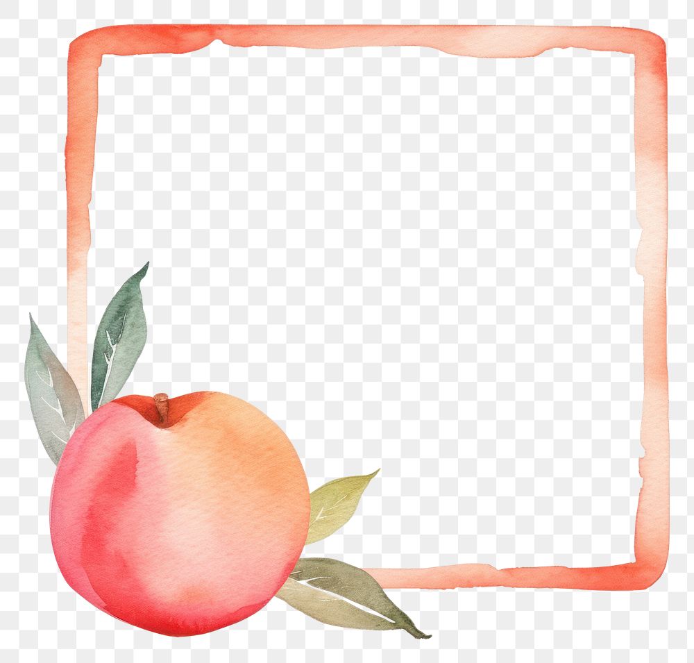 PNG Peach frame watercolor fruit plant food.