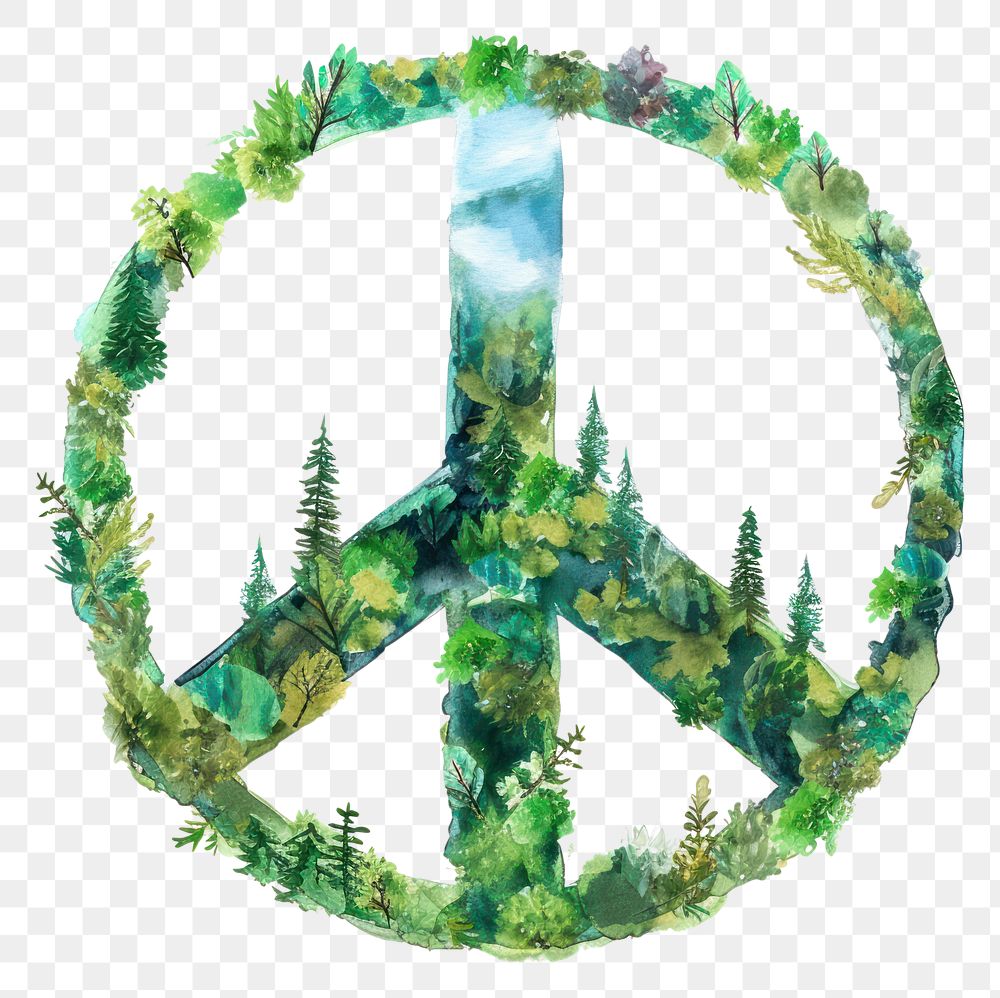 PNG Peace Sign watercolor Forest forest plant shape.