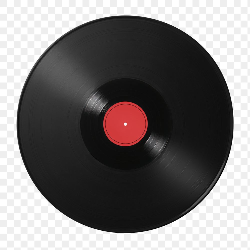 Black vinyl record disk png, transparent background