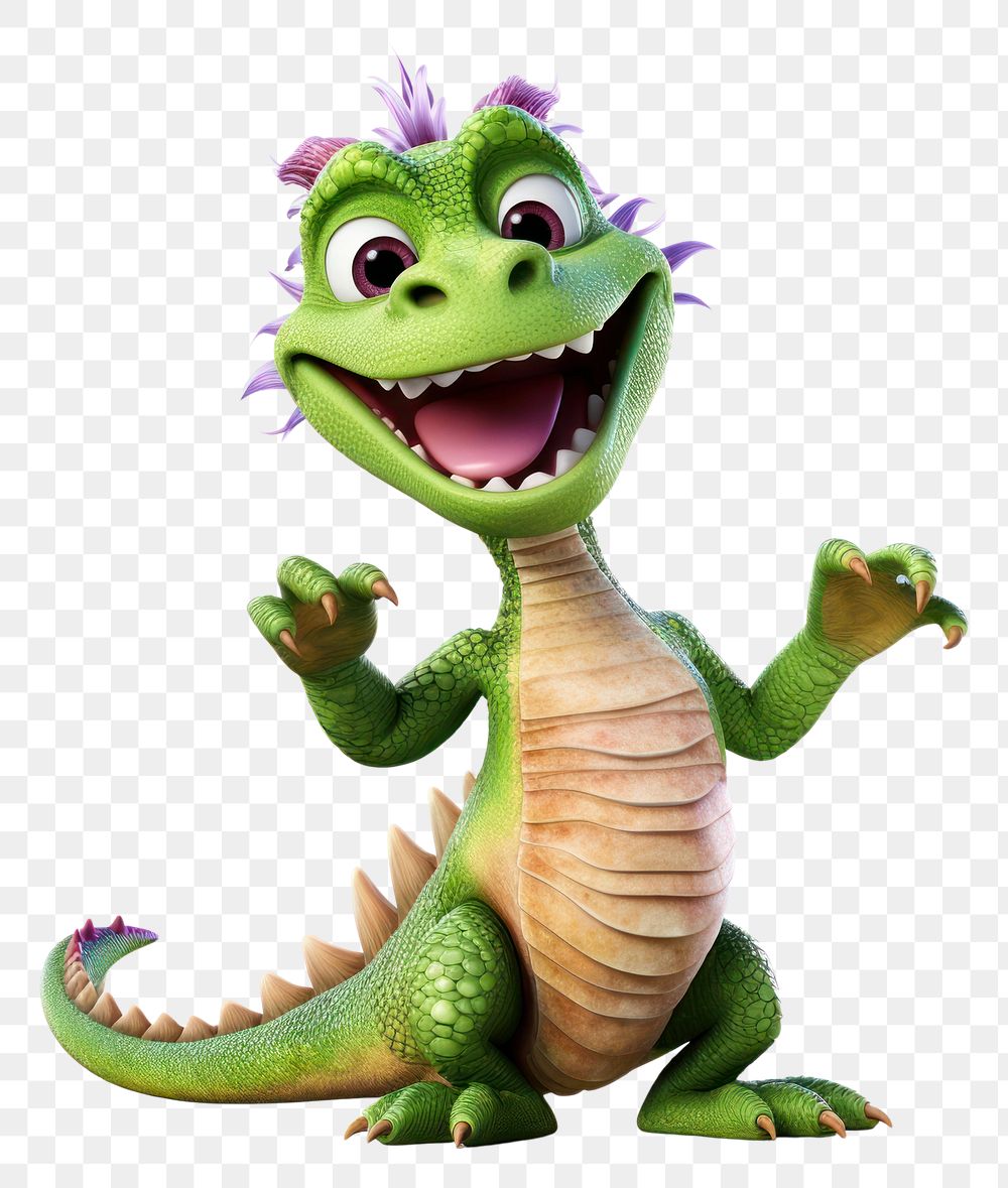 PNG Happy smiling dancing Dragon dinosaur reptile animal.