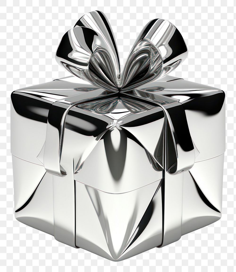 PNG 3d render of a gift in surreal abstract style white background celebration decoration.