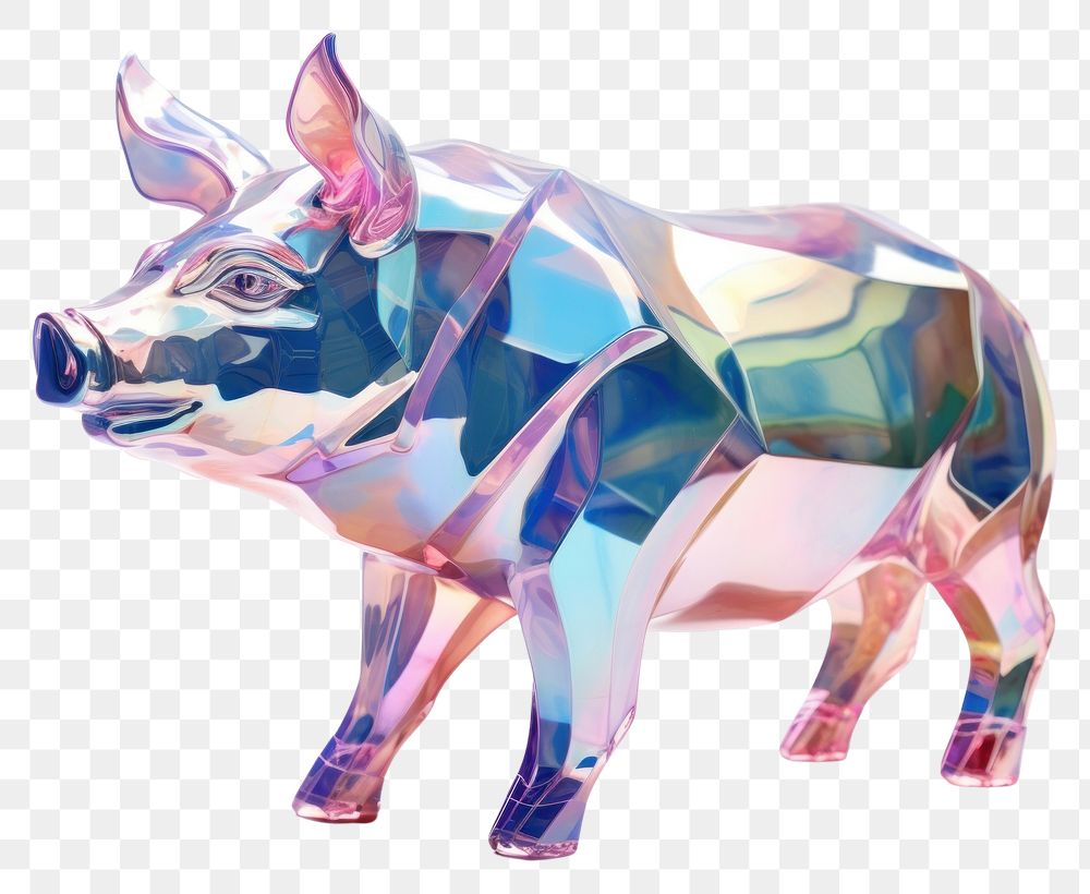 PNG 3d render of a pig in surreal abstract style livestock animal mammal.