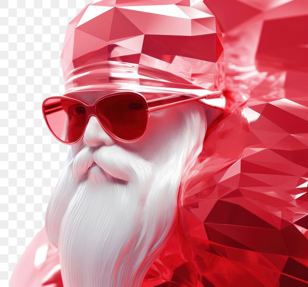 PNG 3d render of a santa in surreal abstract style sunglasses adult celebration.
