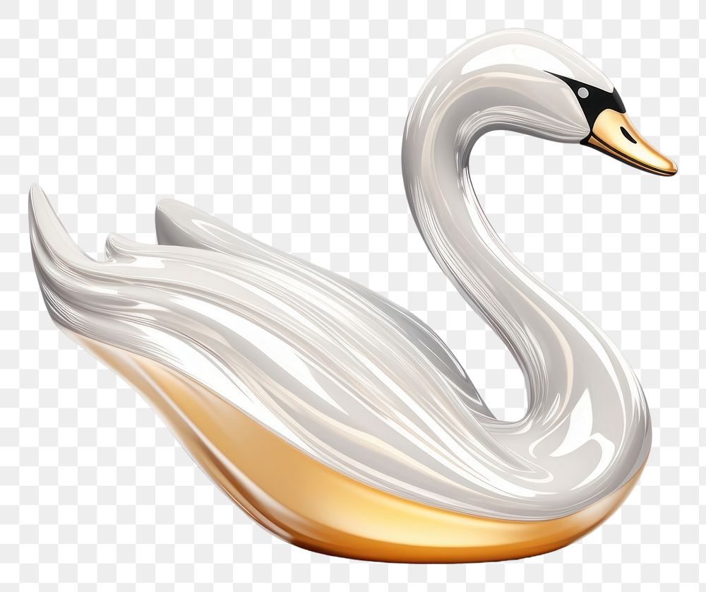 PNG 3d render of a swan in surreal abstract style animal white bird.