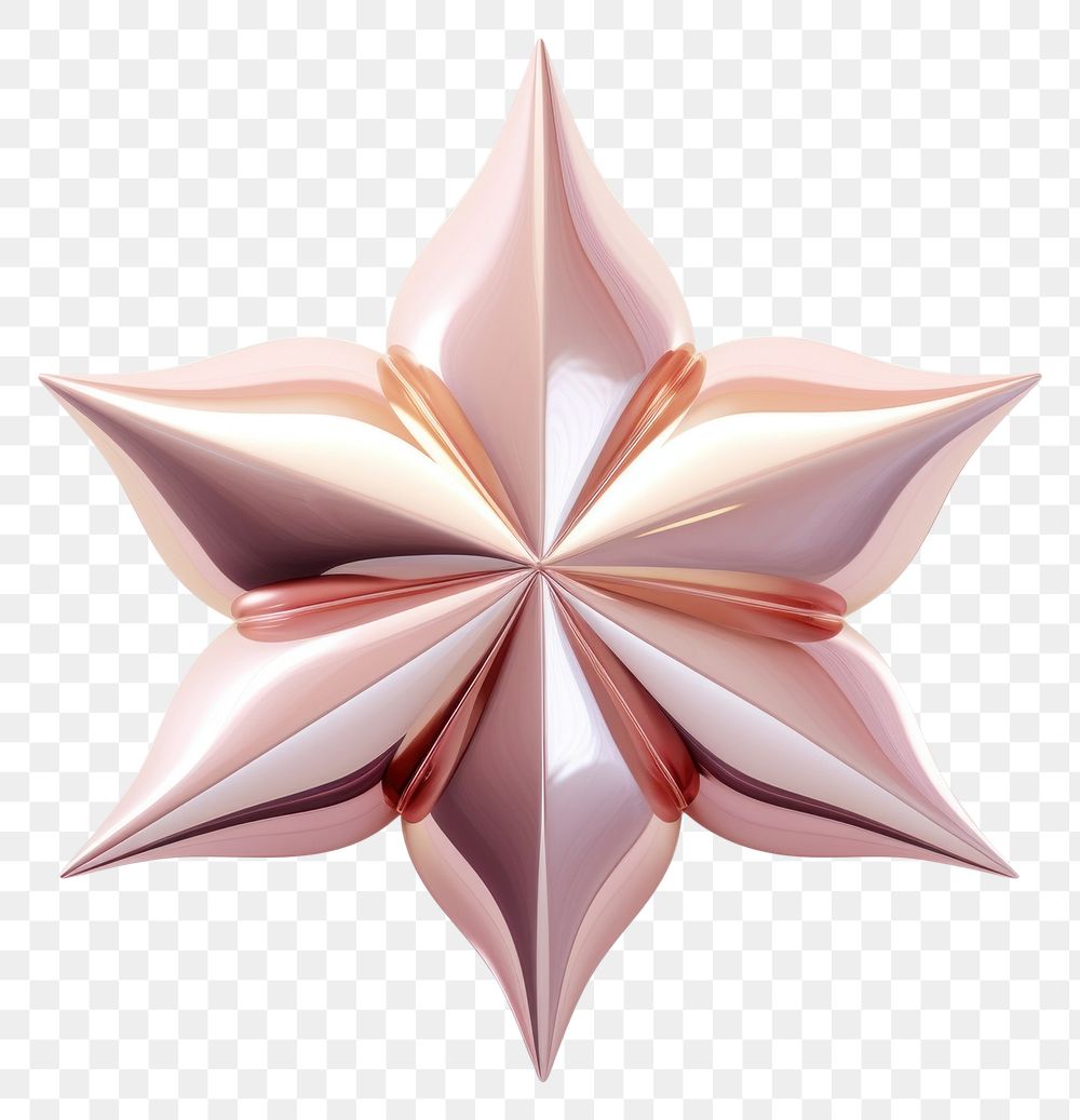 PNG 3d render of a star in surreal abstract style origami paper white background.