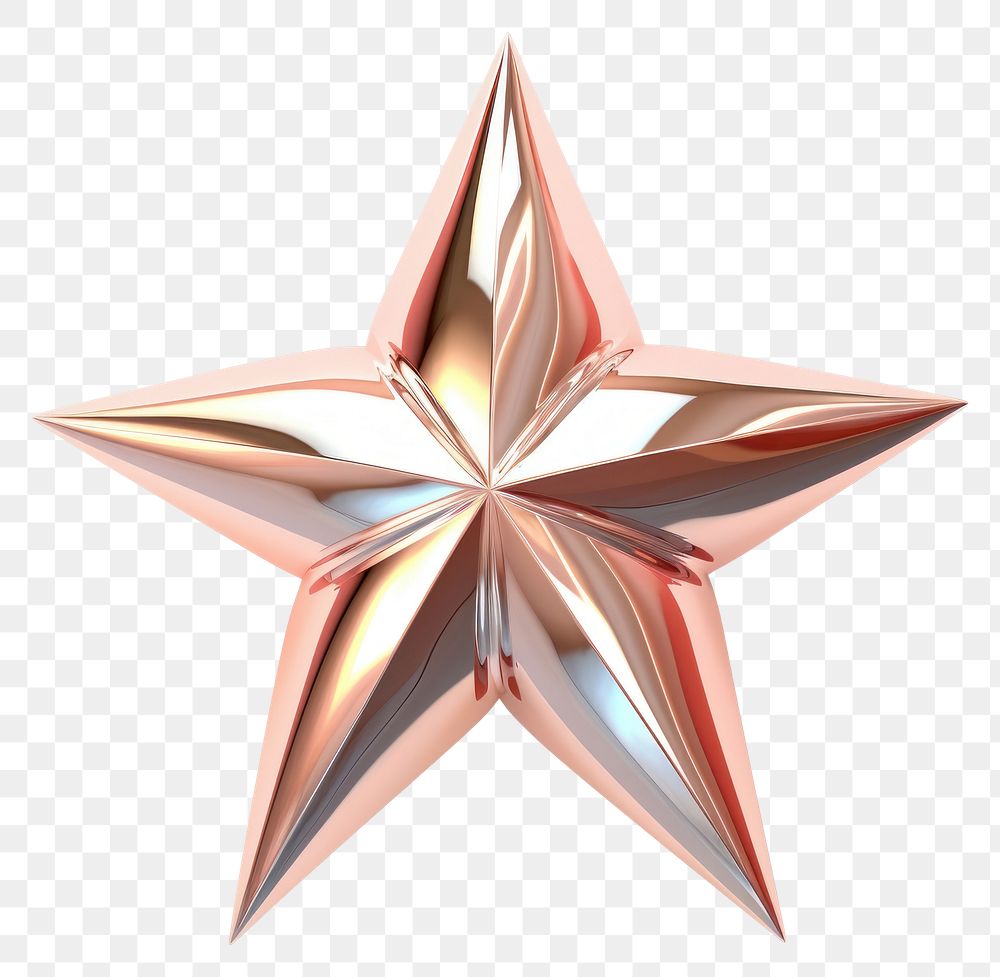 PNG 3d render of a star in surreal abstract style white background celebration decoration.