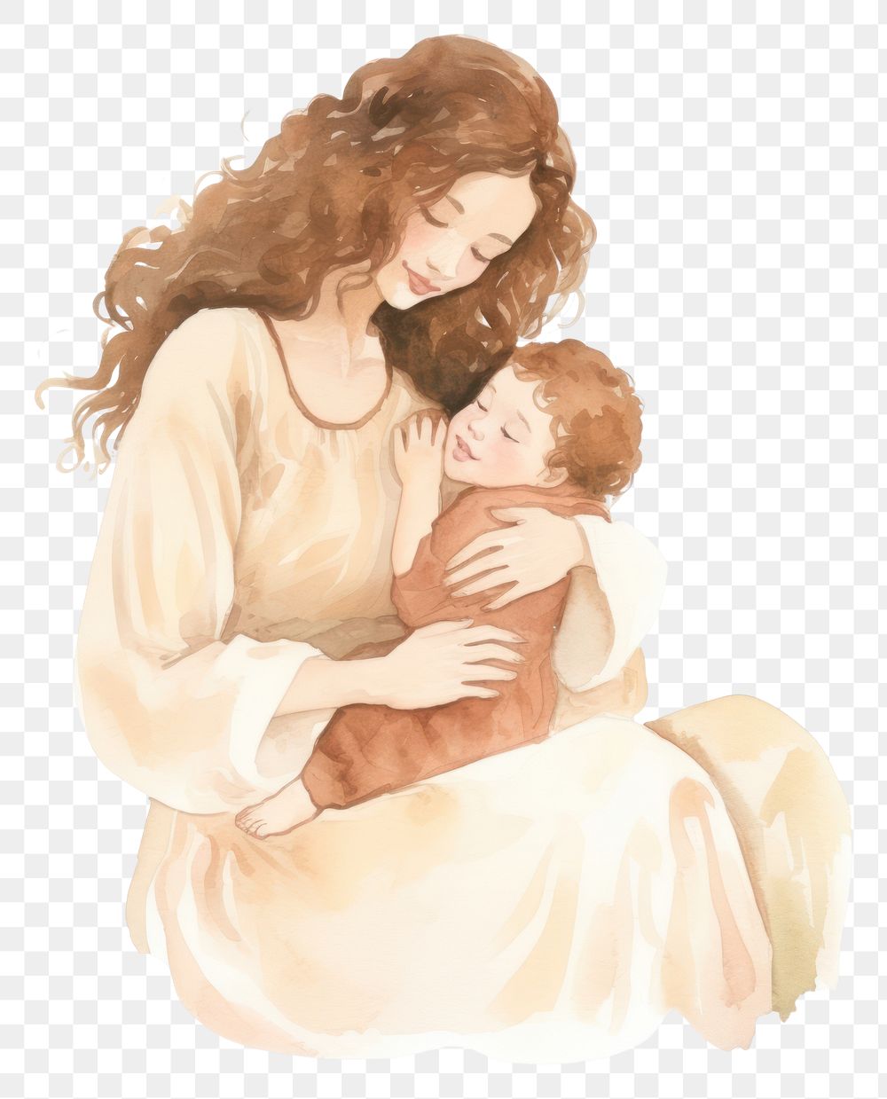 PNG  Mother with baby art white background togetherness.