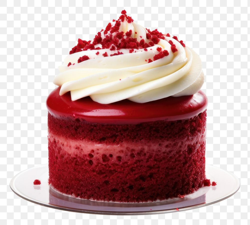 PNG  Red velvet cake mini dessert cupcake cream.