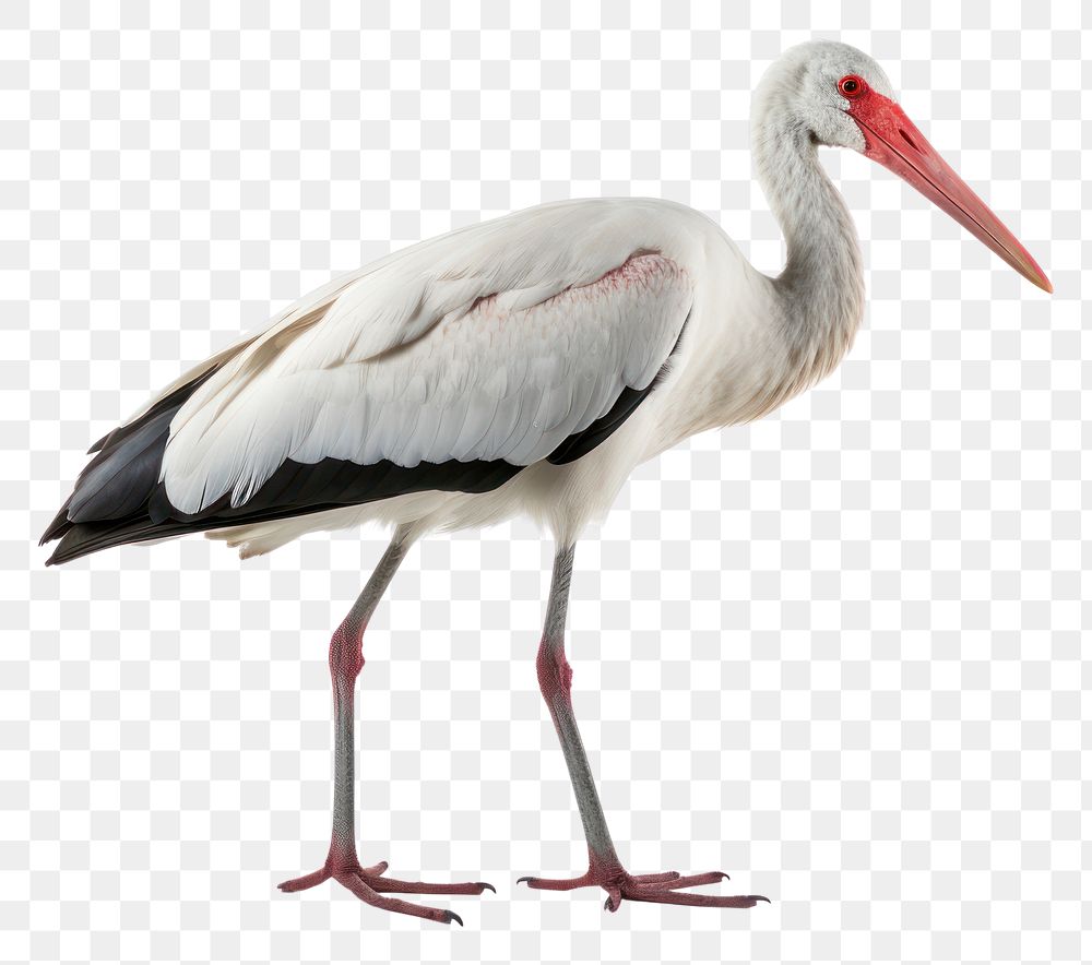 PNG  Stork animal bird white background.