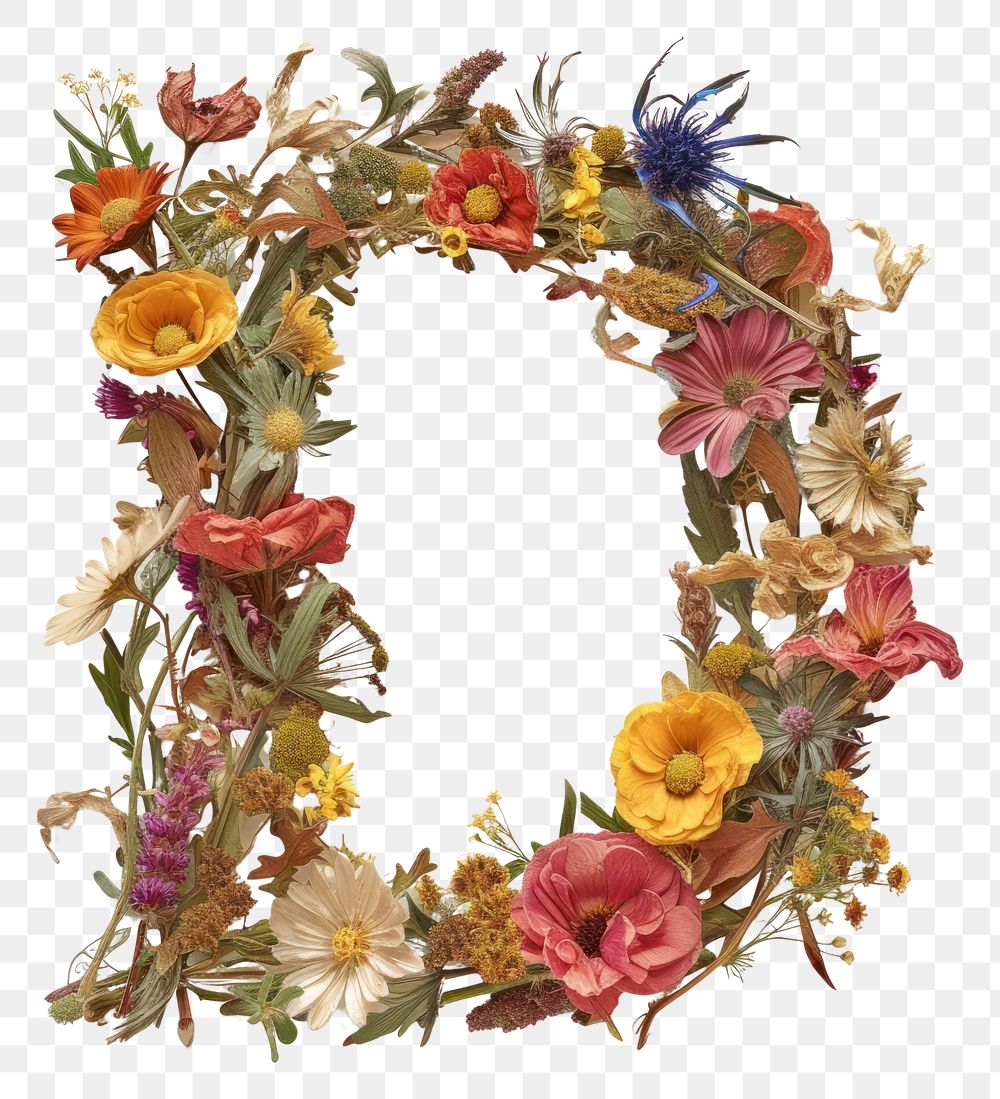 PNG Alphabet D font wreath flower art.