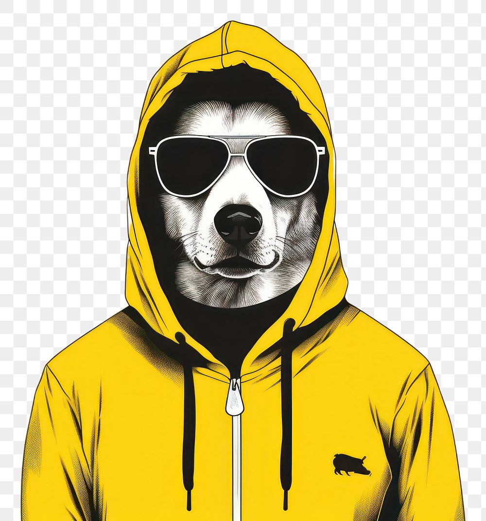 PNG CMYK Screen printing dog sweatshirt glasses adult.