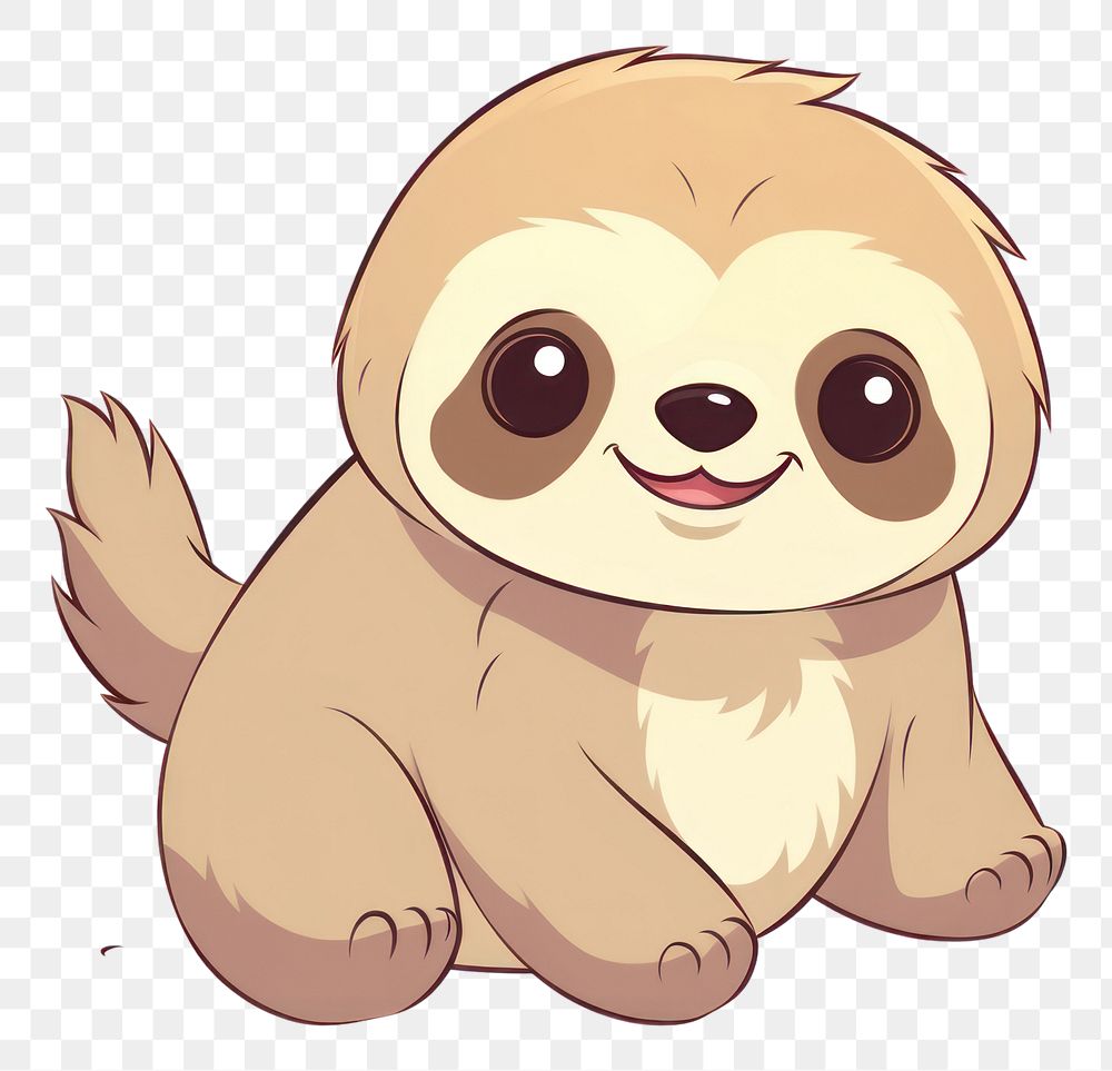 Cute baby sloth cartoon drawing animal.