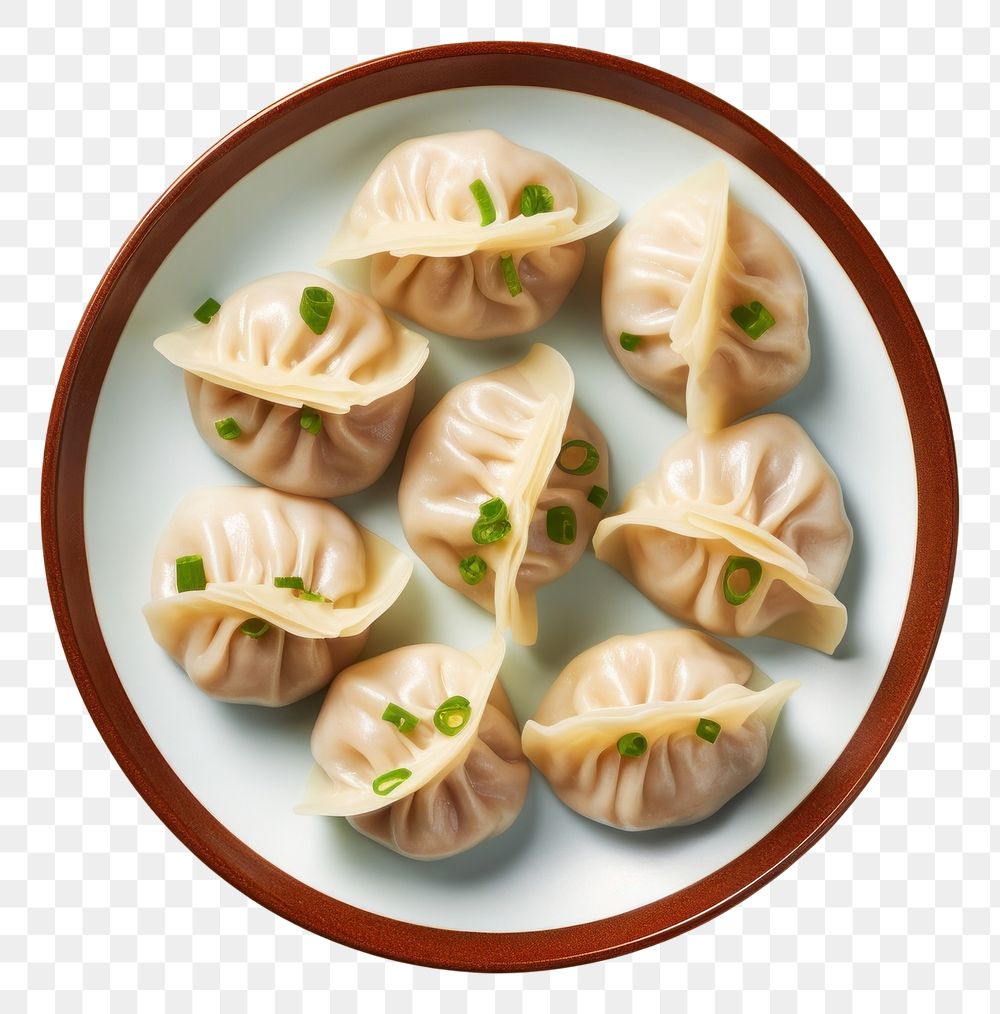PNG Chinese dumplings dish plate food meal.
