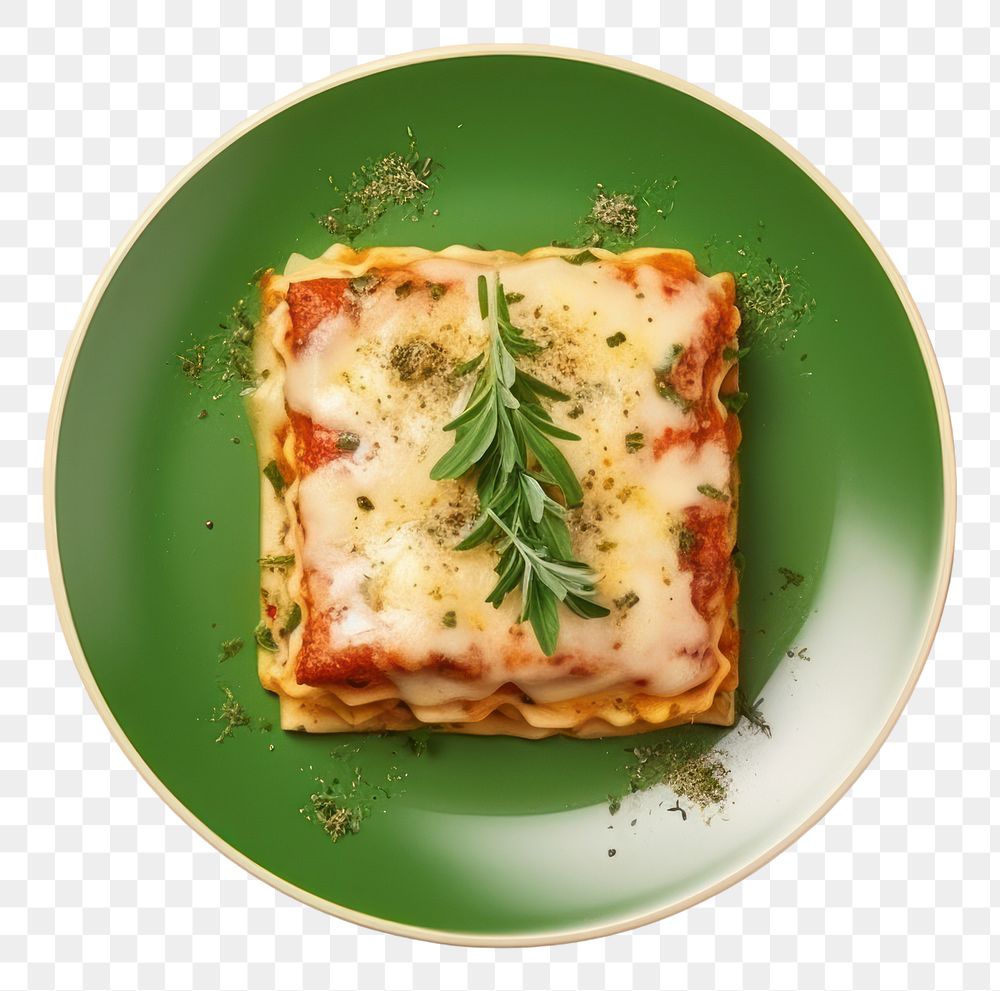 PNG Lasagna plate food vegetable.